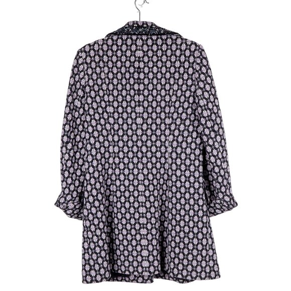 Nine West Winter Jacket M Womens Wool Blend Coat Long Purple Black Beaded Pocket - Picture 7 of 8